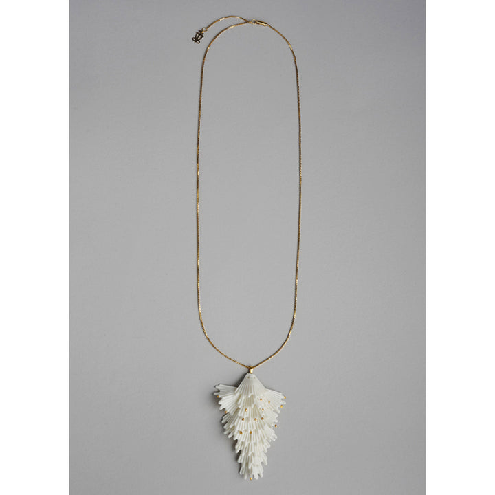 Image 2 Lladro Actinia long pendant . White and Golden luster - 01010287