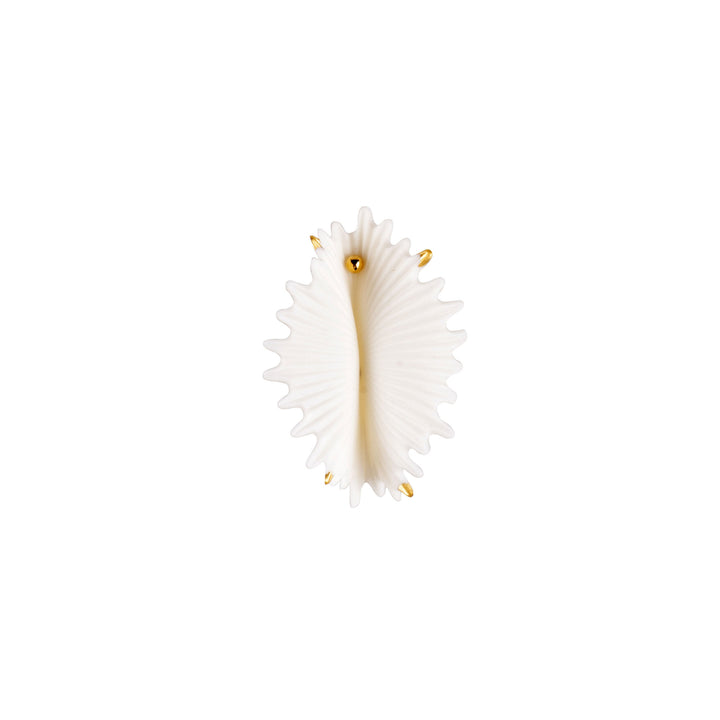 Lladro Actinia Big Earring. White and Golden luster - 01010289