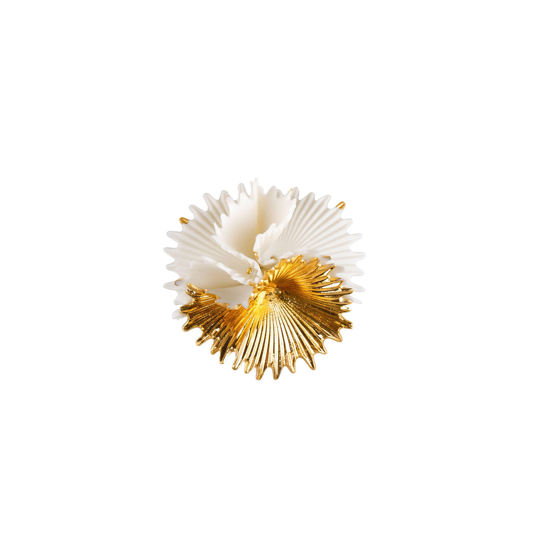 Lladro Actinia Brooch. White and Golden luster - 01010291