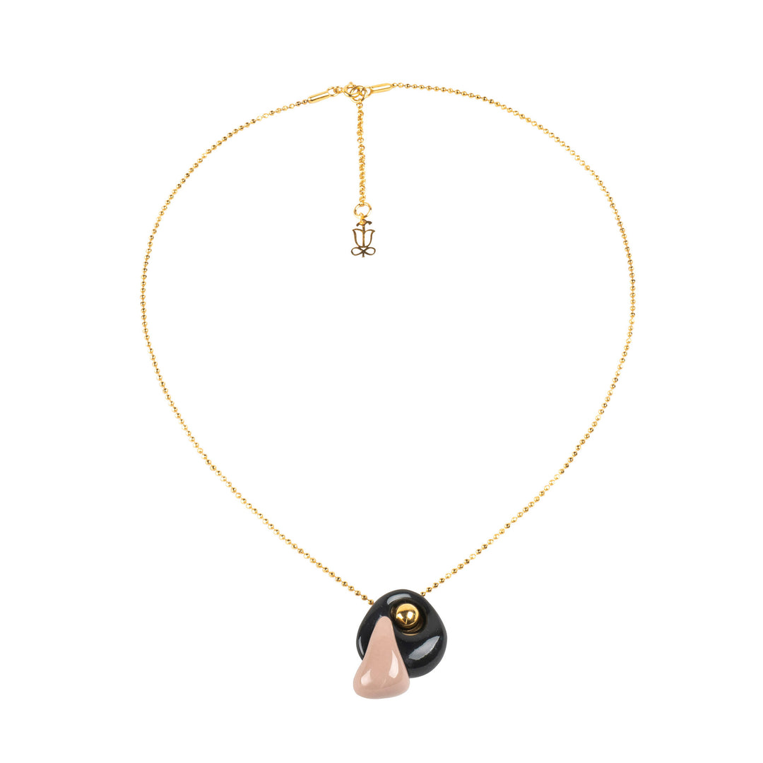 Lladro Golden Pebbles Necklace. Black, Beige and Golden luster - 01010294