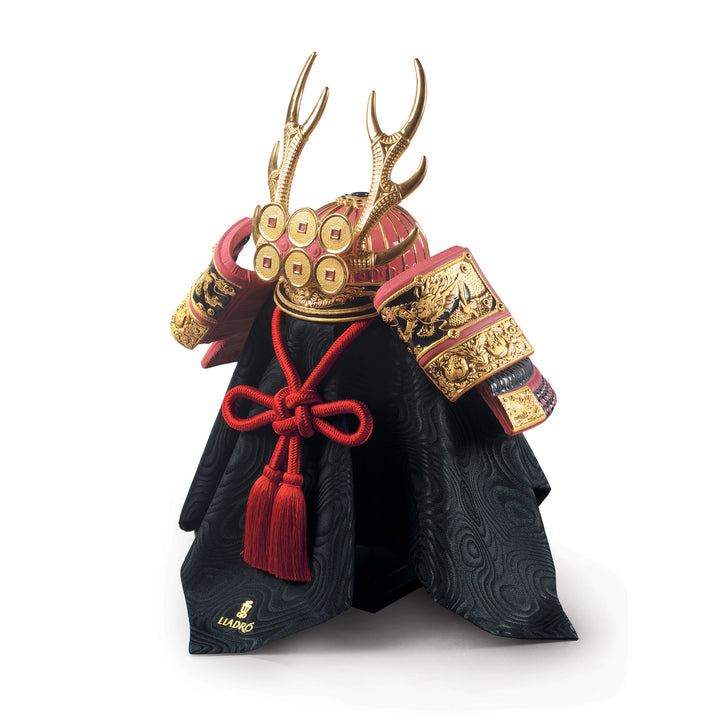 Image 2 Lladro Red Samurai Helmet Figurine. Golden Lustre - 01013048