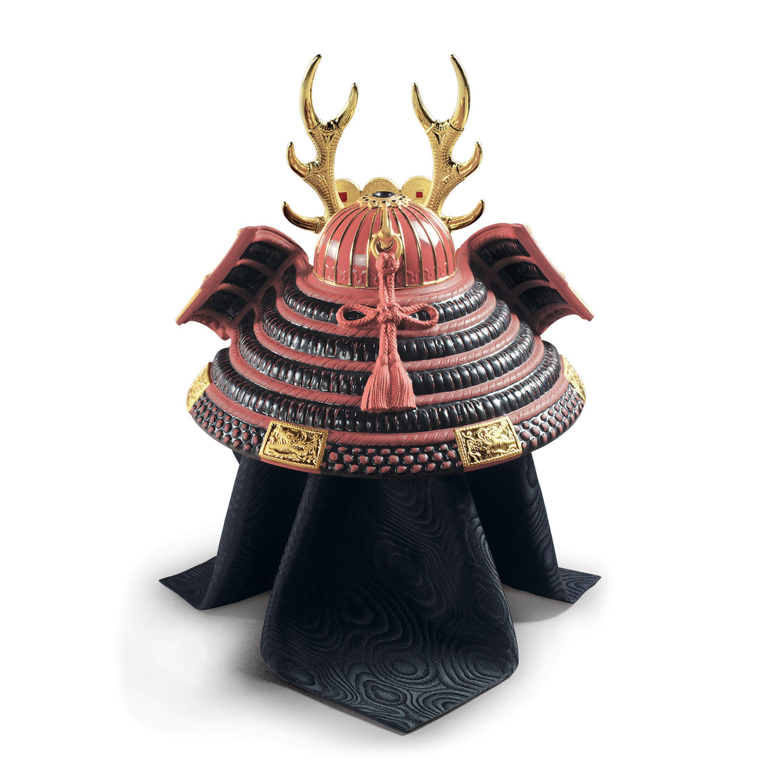 Image 3 Lladro Red Samurai Helmet Figurine. Golden Lustre - 01013048