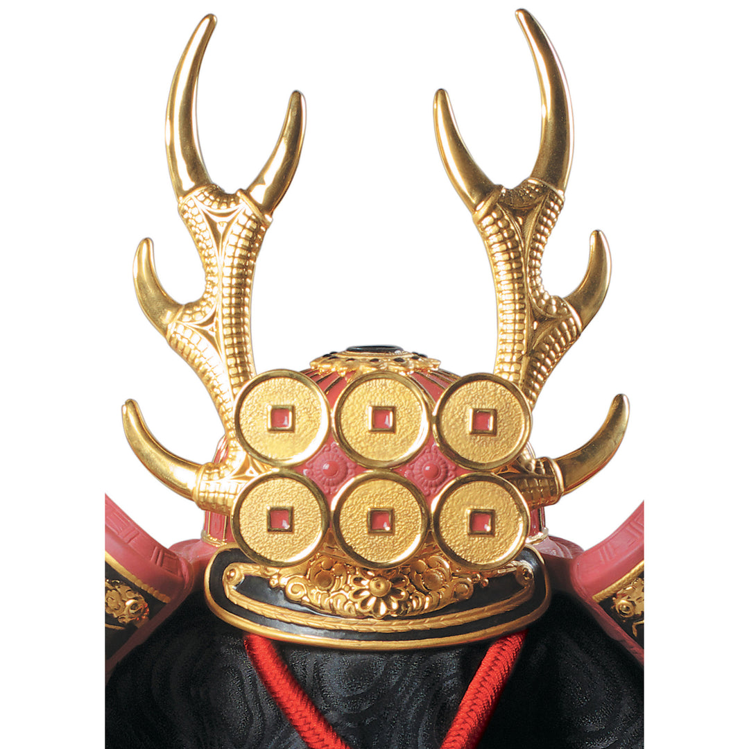 Image 4 Lladro Red Samurai Helmet Figurine. Golden Lustre - 01013048