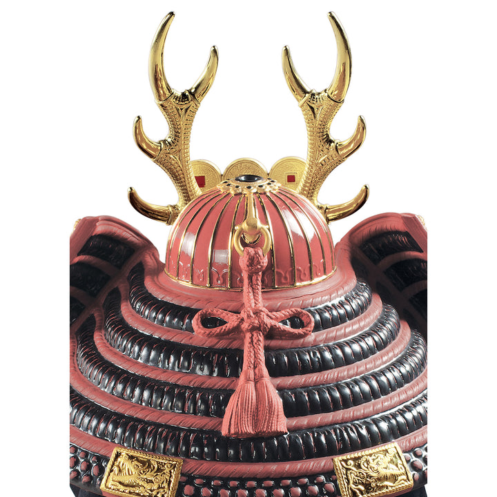 Image 5 Lladro Red Samurai Helmet Figurine. Golden Lustre - 01013048