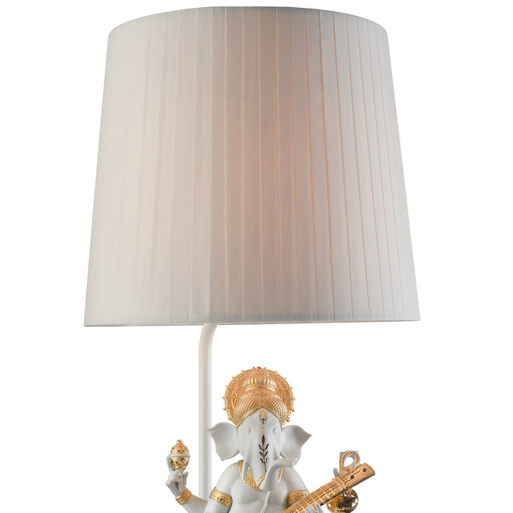 Image 2 Lladro Veena Ganesha Table Lamp. Golden Luster (US) - 01023168