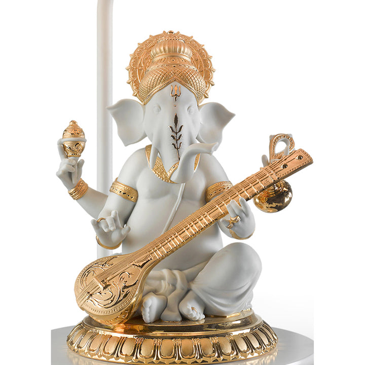 Image 3 Lladro Veena Ganesha Table Lamp. Golden Luster (US) - 01023168