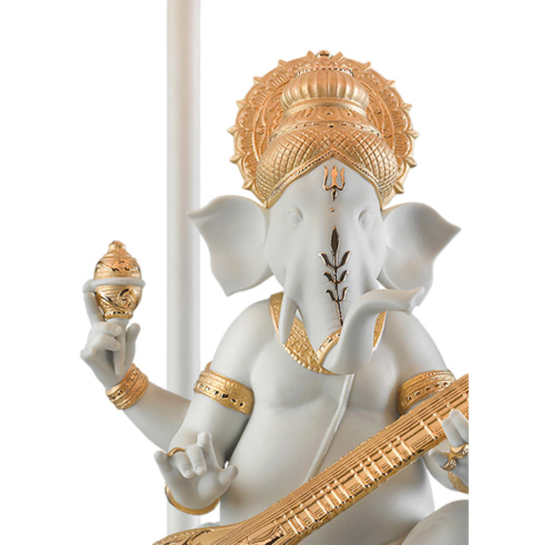 Image 4 Lladro Veena Ganesha Table Lamp. Golden Luster (US) - 01023168