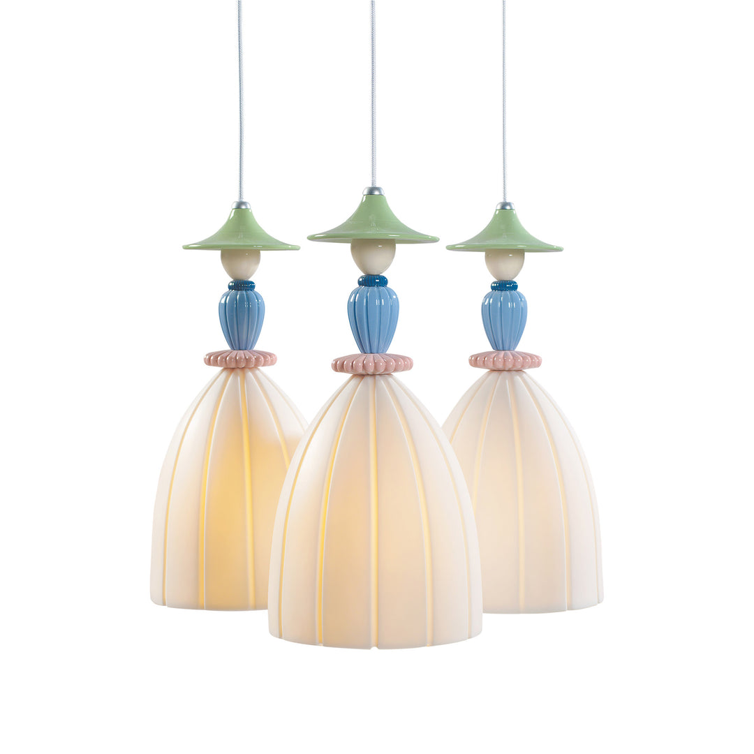 Image 2 Lladro Mademoiselle Round Canopy 3 Lights Sharing Secrets Ceiling Lamp (US) - 01023552