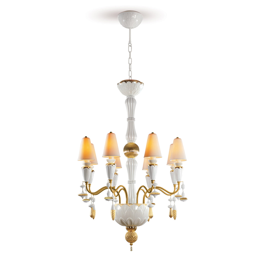 Lladro Ivy and Seed 8 Lights Chandelier. Golden Luster (US) - 01023802