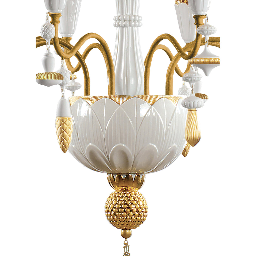 Image 4 Lladro Ivy and Seed 8 Lights Chandelier. Golden Luster (US) - 01023802