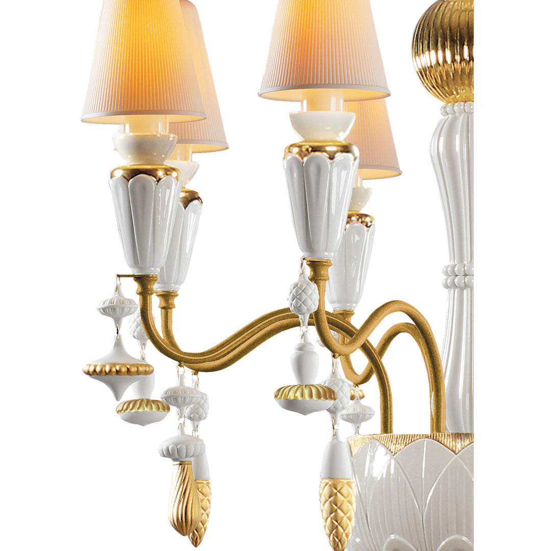 Image 5 Lladro Ivy and Seed 8 Lights Chandelier. Golden Luster (US) - 01023802