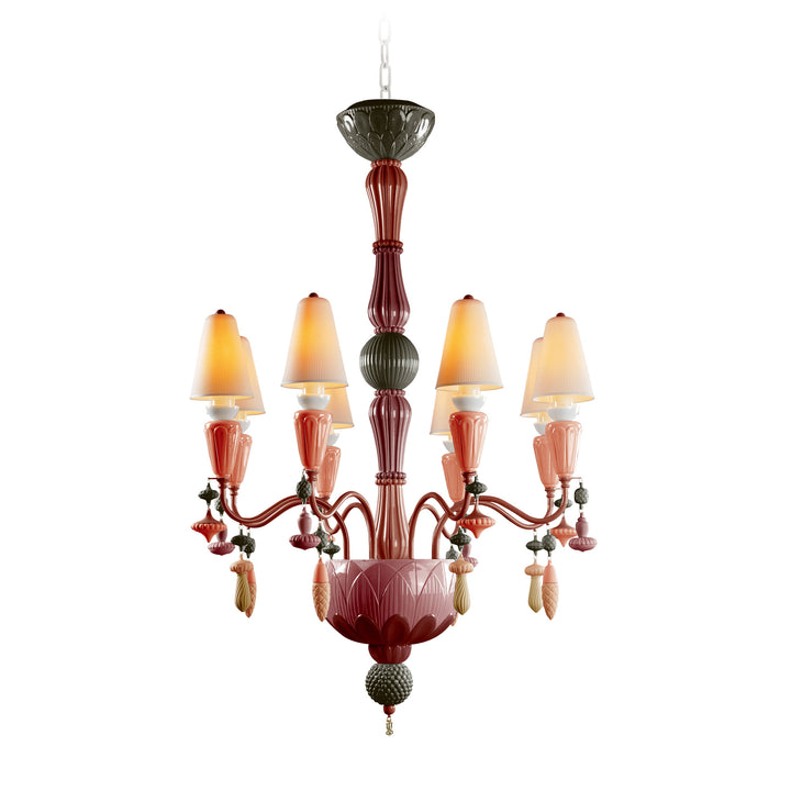 Image 2 Lladro Ivy and Seed 8 Lights Chandelier. Red Coral (US) - 01023808