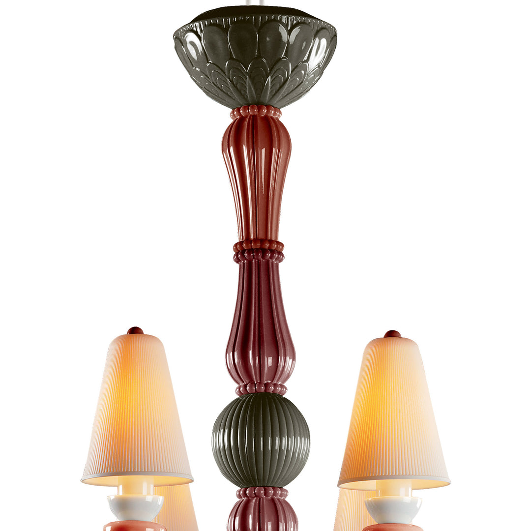 Image 3 Lladro Ivy and Seed 8 Lights Chandelier. Red Coral (US) - 01023808