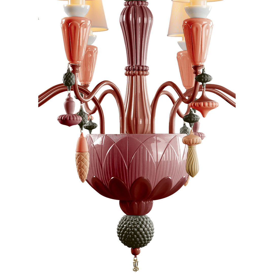 Image 4 Lladro Ivy and Seed 8 Lights Chandelier. Red Coral (US) - 01023808
