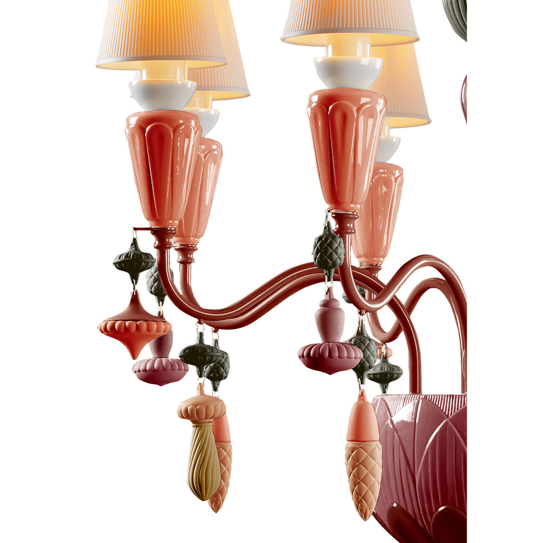 Image 5 Lladro Ivy and Seed 8 Lights Chandelier. Red Coral (US) - 01023808