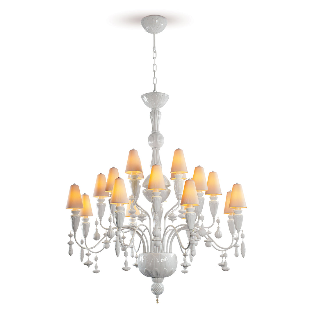Lladro Ivy and Seed 20 Lights Chandelier. Medium Model. White (US) - 01023817