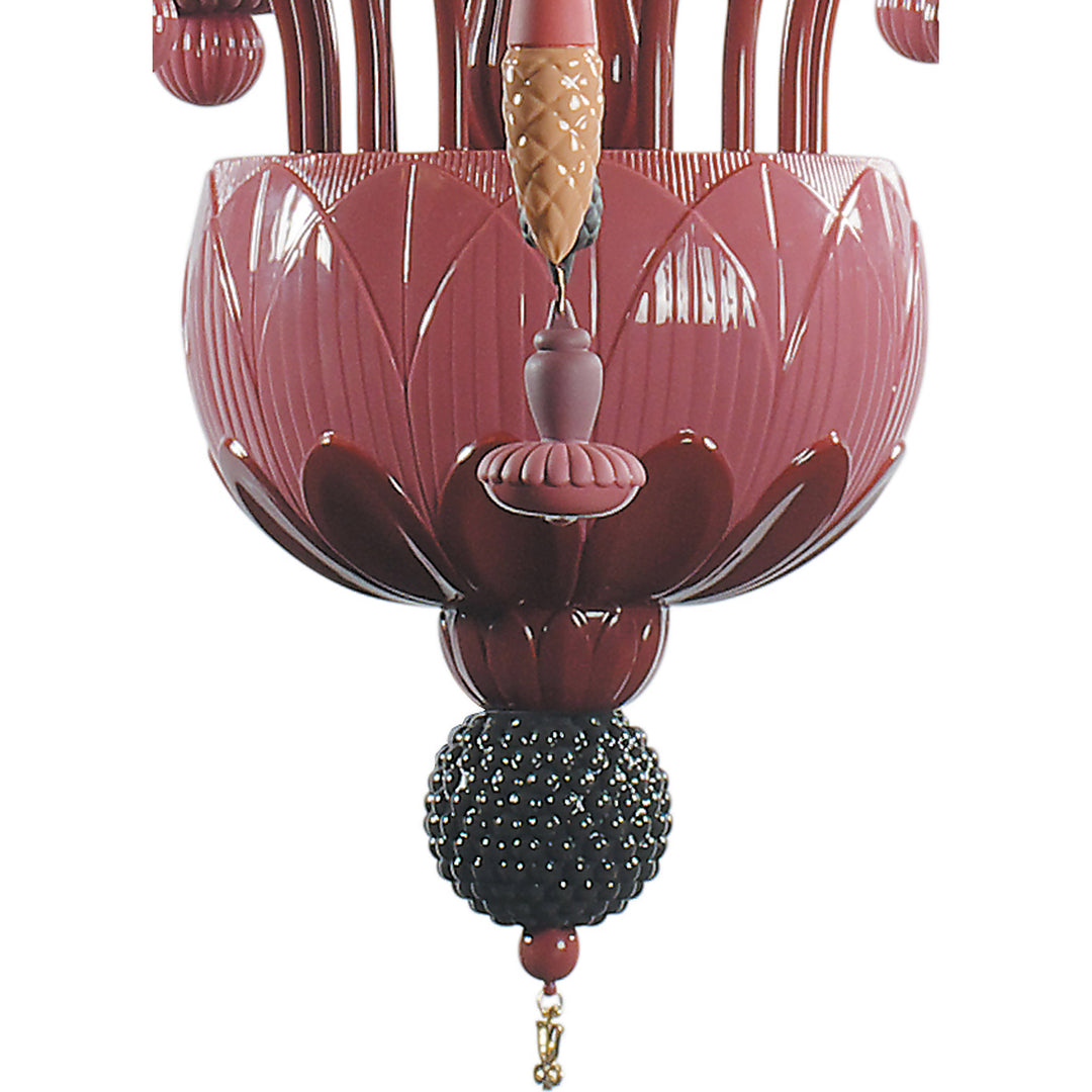Image 3 Lladro Ivy and Seed 20 Lights Chandelier. Medium Model. Red Coral (US) - 01023826