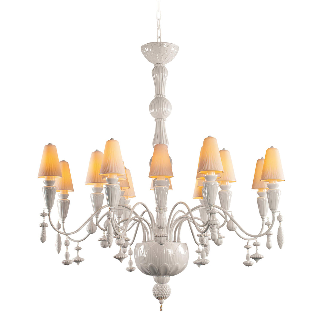 Image 2 Lladro Ivy and Seed 16 Lights Chandelier. Medium Flat Model. White (US) - 01023853