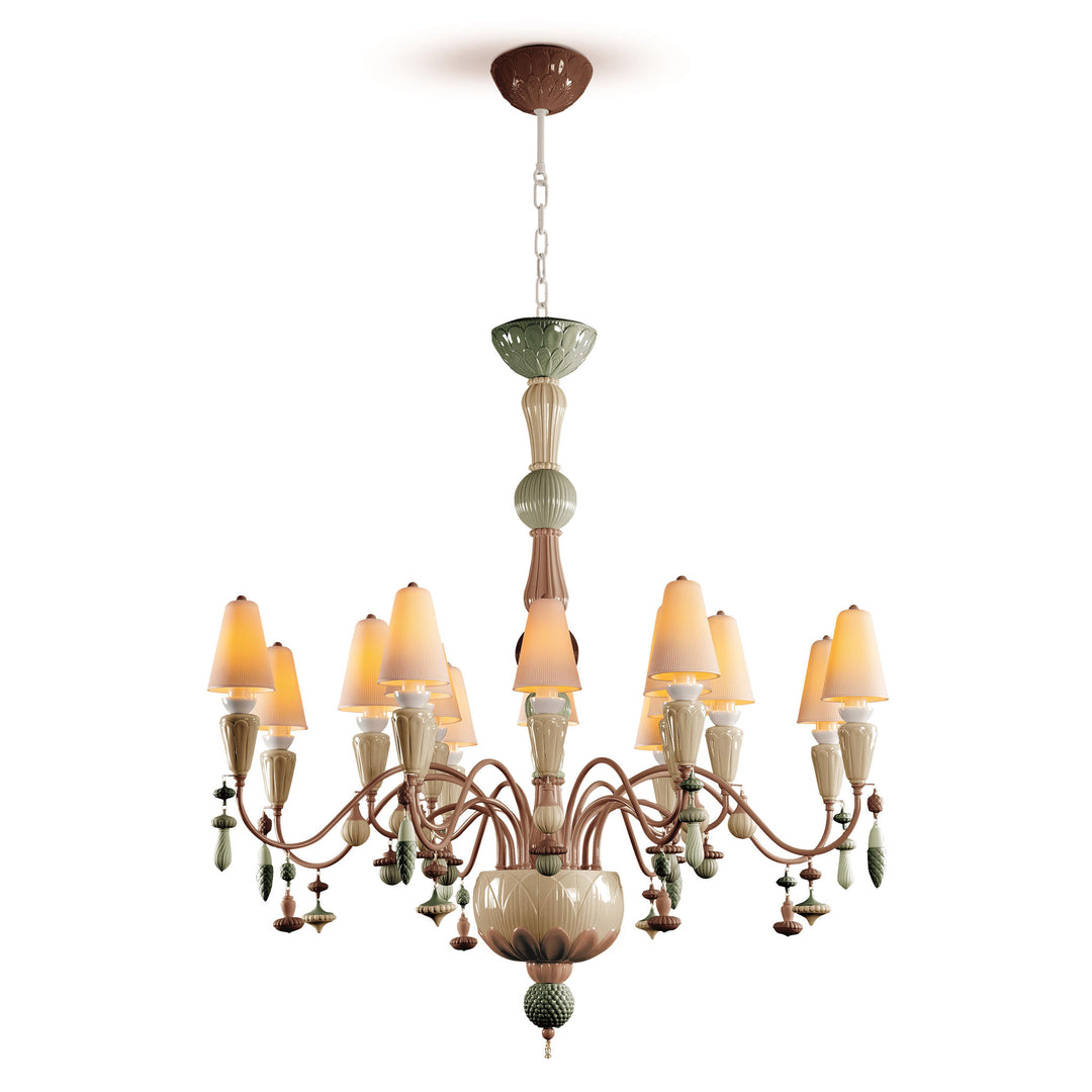 Lladro Ivy and Seed 16 Lights Chandelier. Medium Flat Model. Spices (US) - 01023859