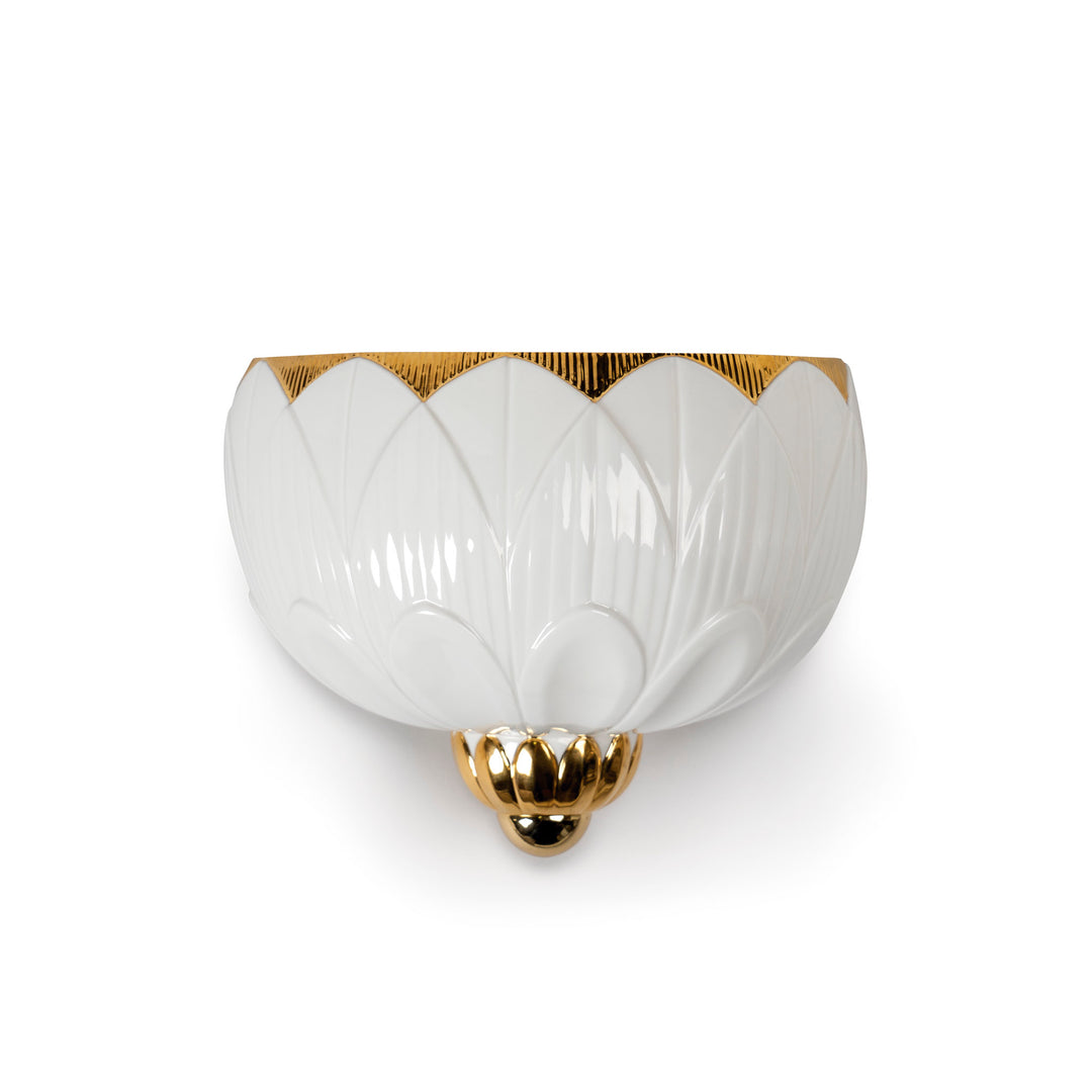 Lladro Ivy & Seed Wall Sconce. White and Gold. (US) - 01023993