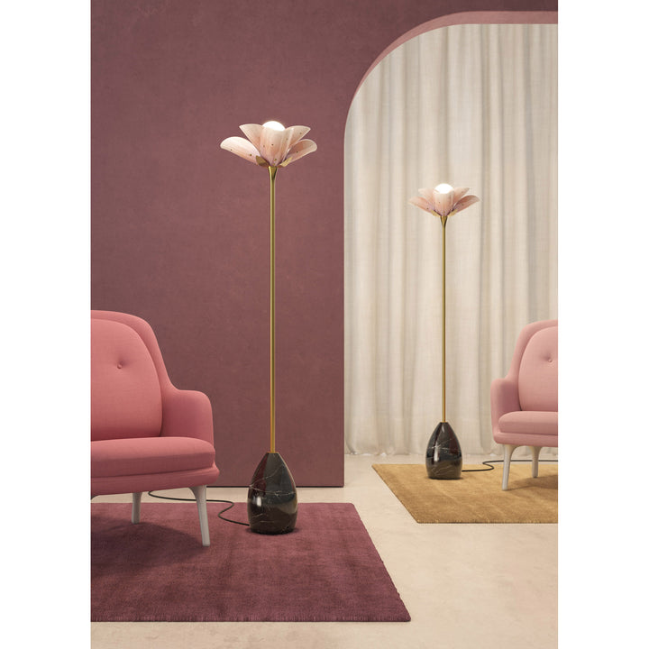 Image 2 Lladro Blossom Floor Lamp. Pink and Golden Luster. (US) - 01024126