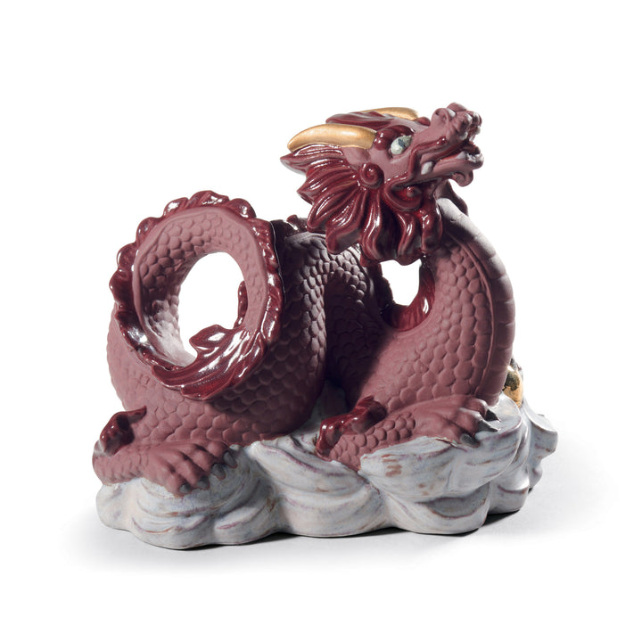 Lladro The Dragon Sculpture. Golden Lustre and Red - 01045129