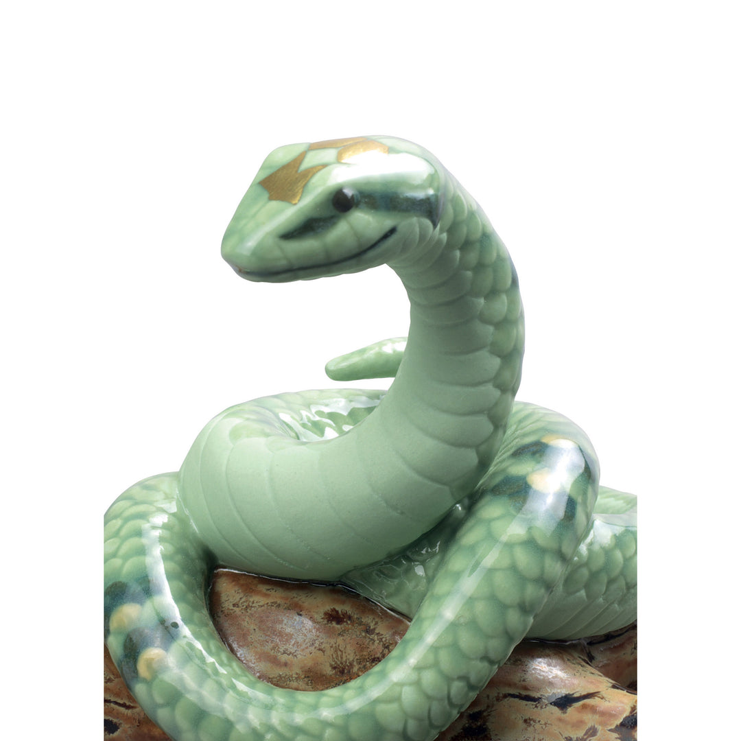 Image 2 Lladro The Snake Figurine. Mini. Golden Lustre - 01045137