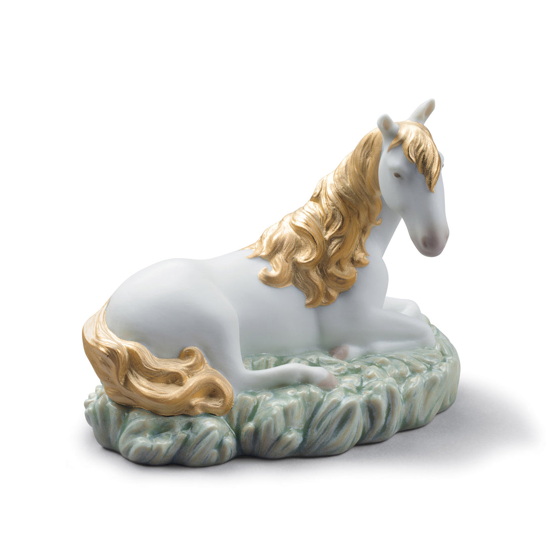 Lladro The Horse Figurine. Golden Lustre - 01045144