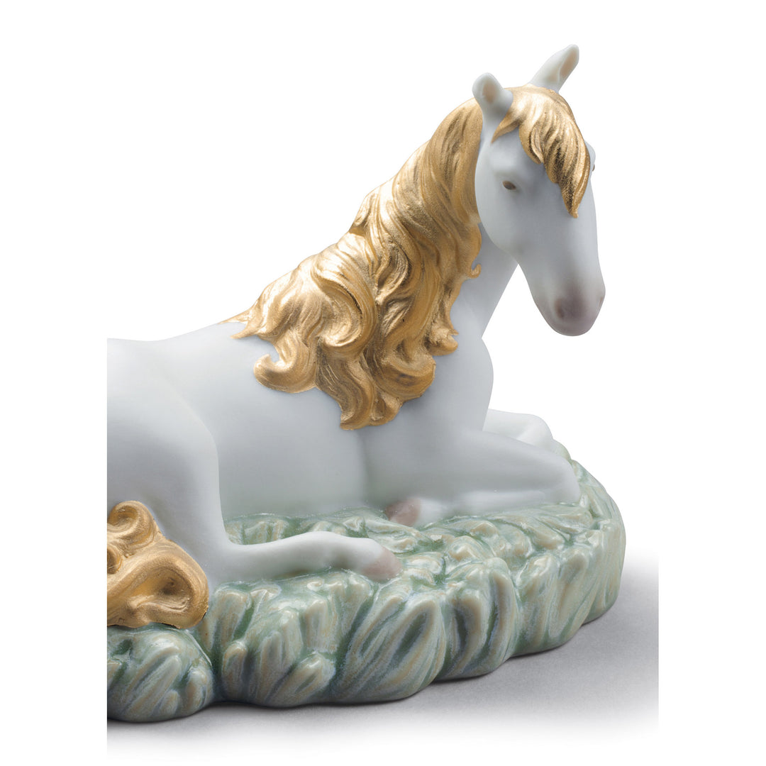 Image 2 Lladro The Horse Figurine. Golden Lustre - 01045144