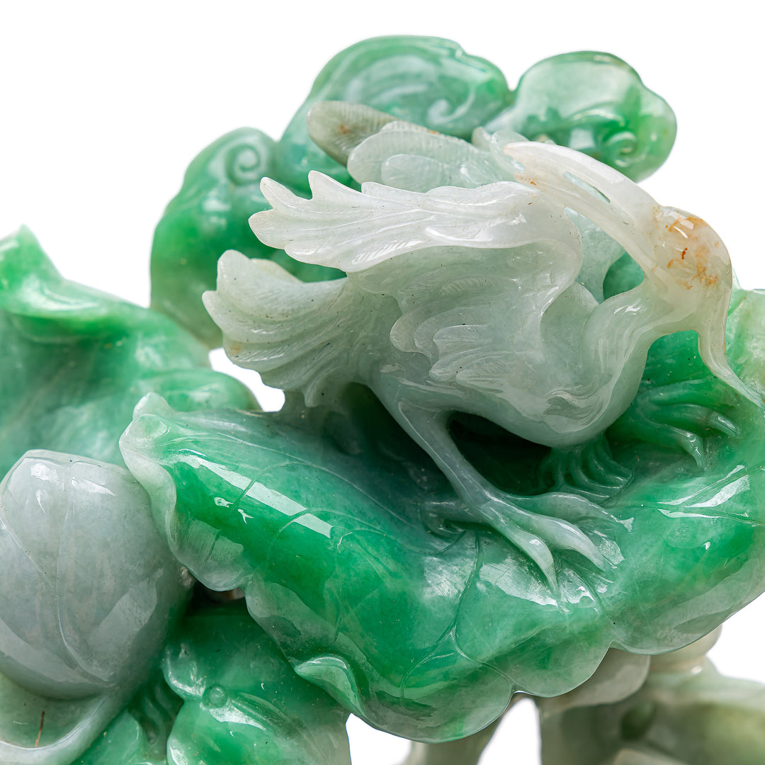 Handcrafted Jade Cranes, Waves, and Blooms