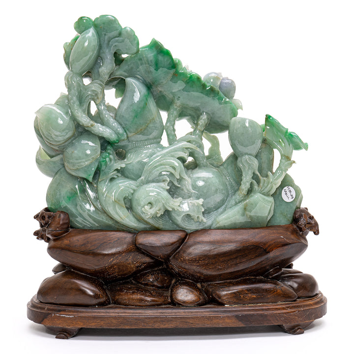 Handcrafted Jade Cranes, Waves, and Blooms