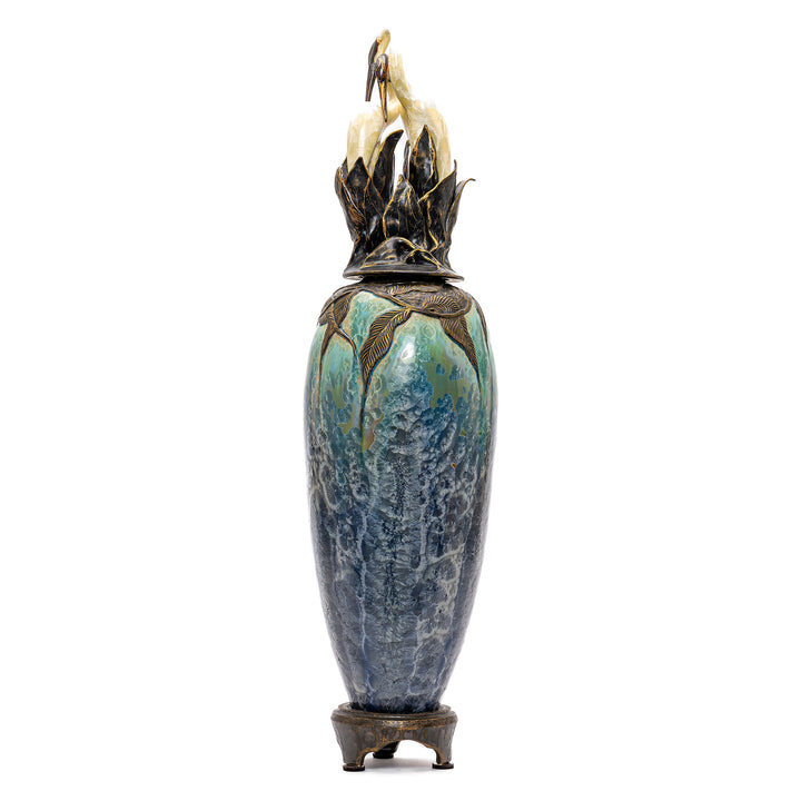 Handmade Debra Steidel Shadow Dancers Vase with crystalline glaze