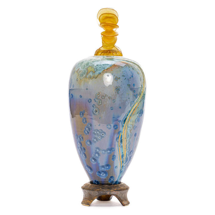 Ocean Orchid vase by Debra Steidel with crystalline glaze
