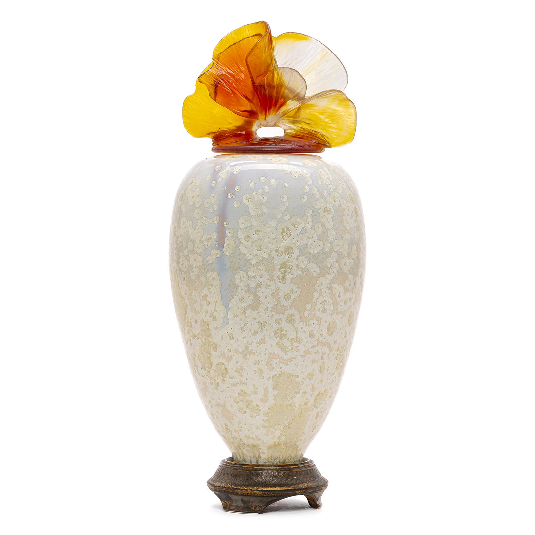 Ocean Orchid Vase with Amber Crystal Flower