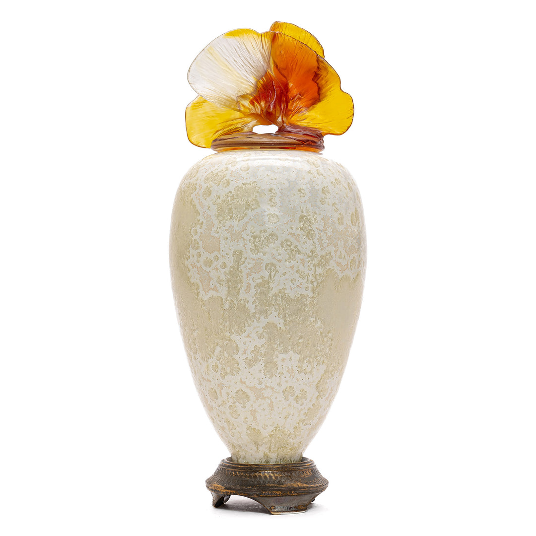 Unique Amber Blooming Orchid Porcelain Vase
