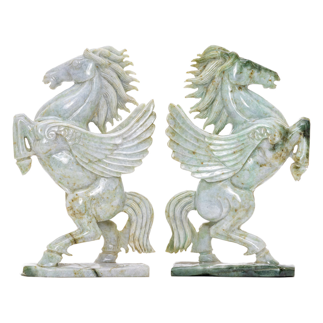 Pair Jade Pegasus Horses