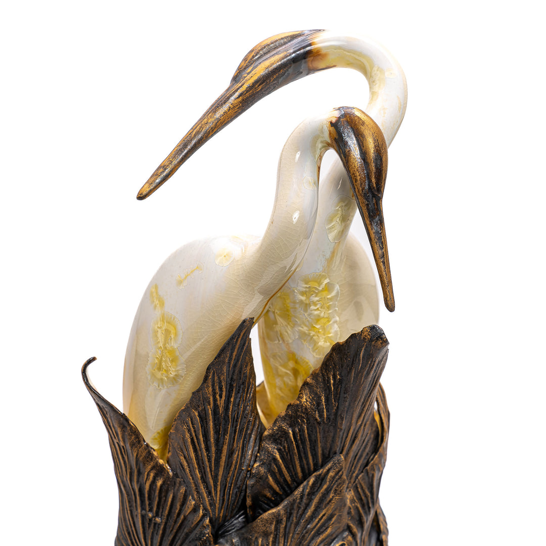 Unique Heron Topped Porcelain Vase
