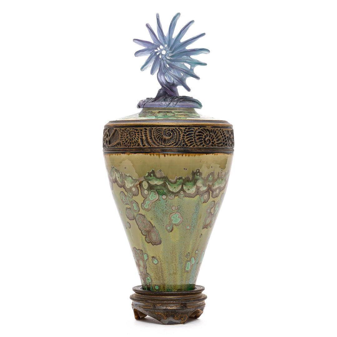 Handcrafted Vase with Bronze Details by Steidel