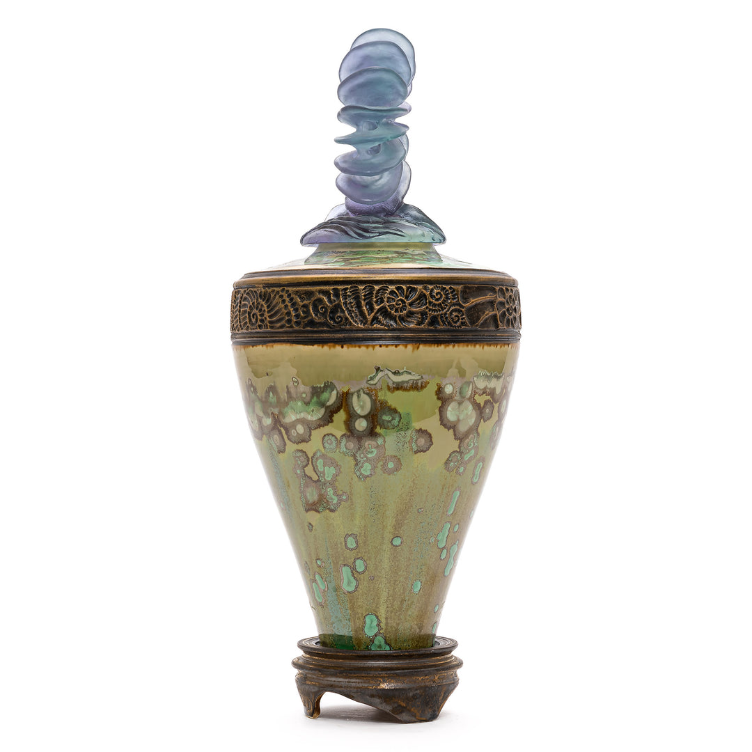 Sea Green Porcelain Vase with Crystal Finial
