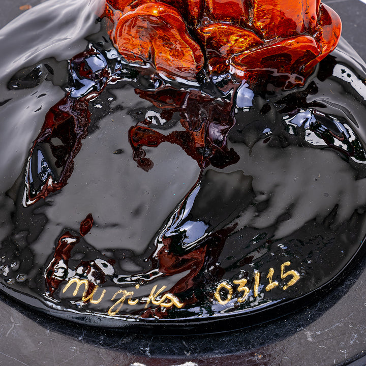 Muzika's signature finish on collectible bronze frogs