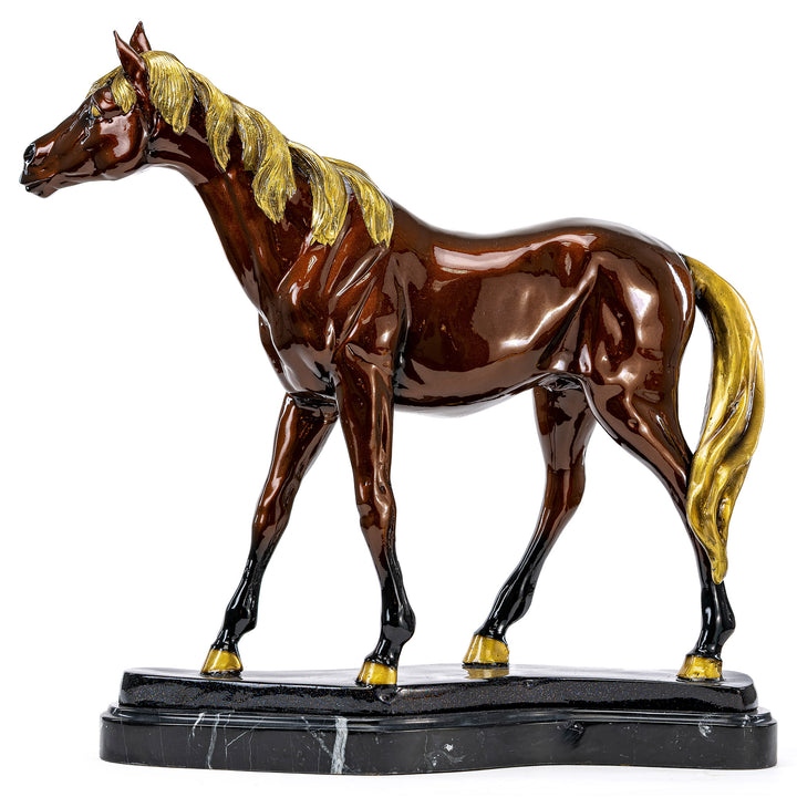 High gloss Ferrari and Lamborghini paint on bronze horse.