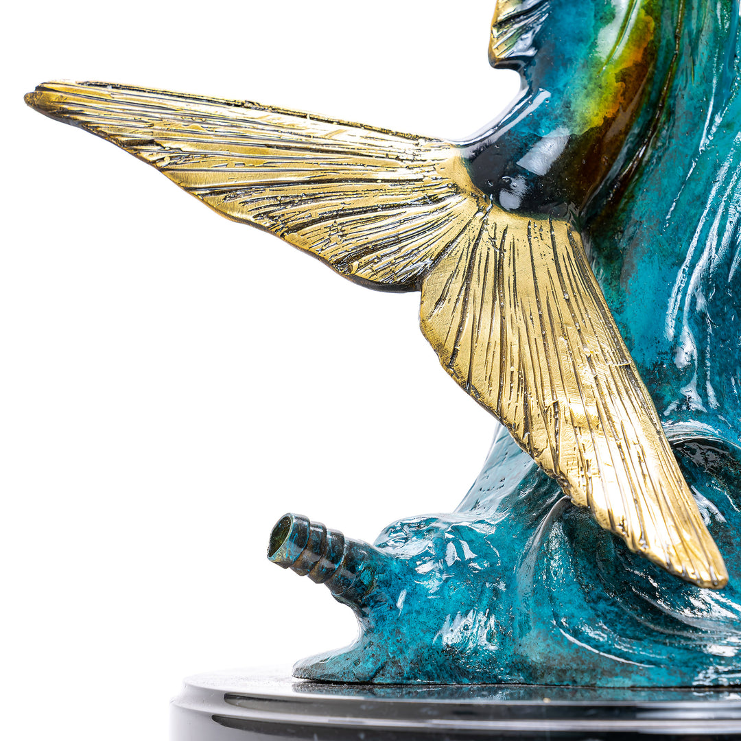 Marine-inspired Dorado fish bronze water art