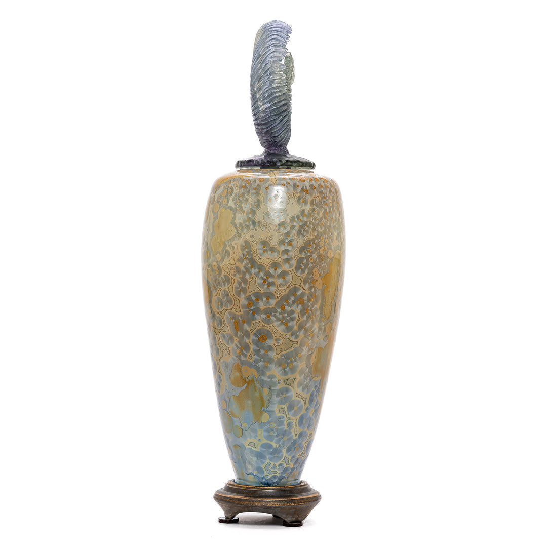 Art Nouveau ceramic vase with hand-crafted crystalline glaze