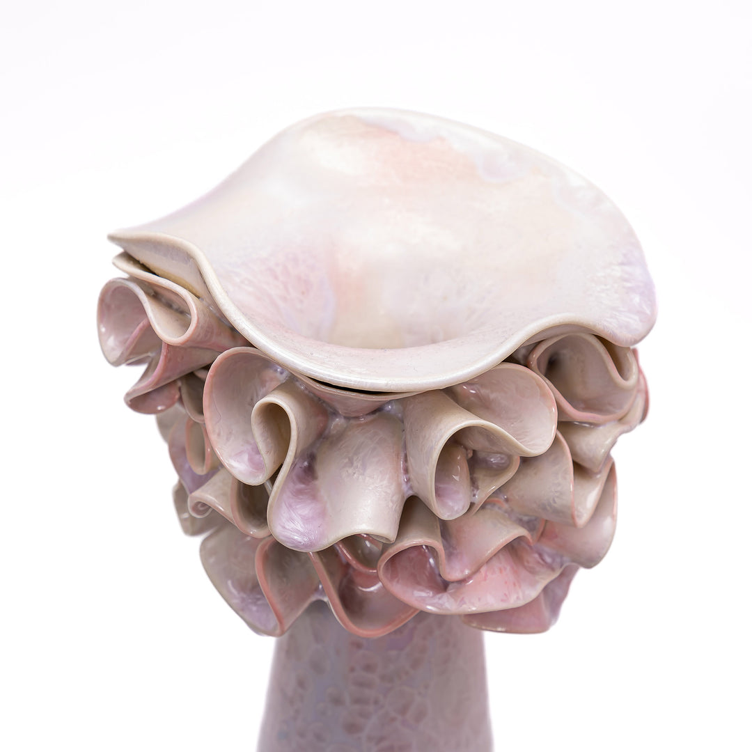 Artistic rose porcelain vase with macro and micro crystalline finishes