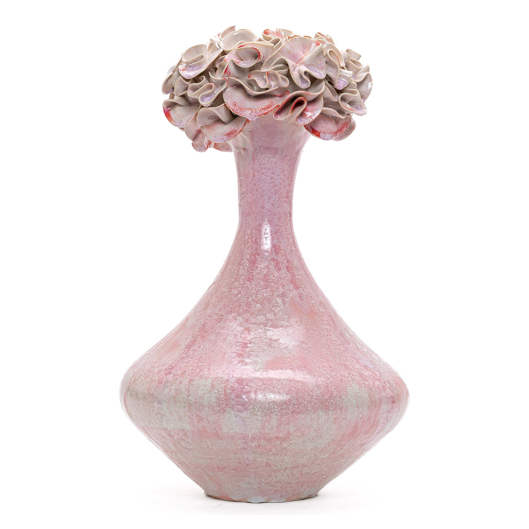 Cha Cha Pink Vase with macro and micro crystalline glazes