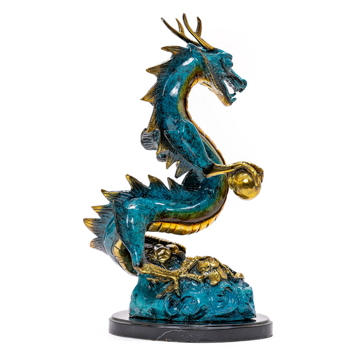 Bronze dragon on marble base with custom finish