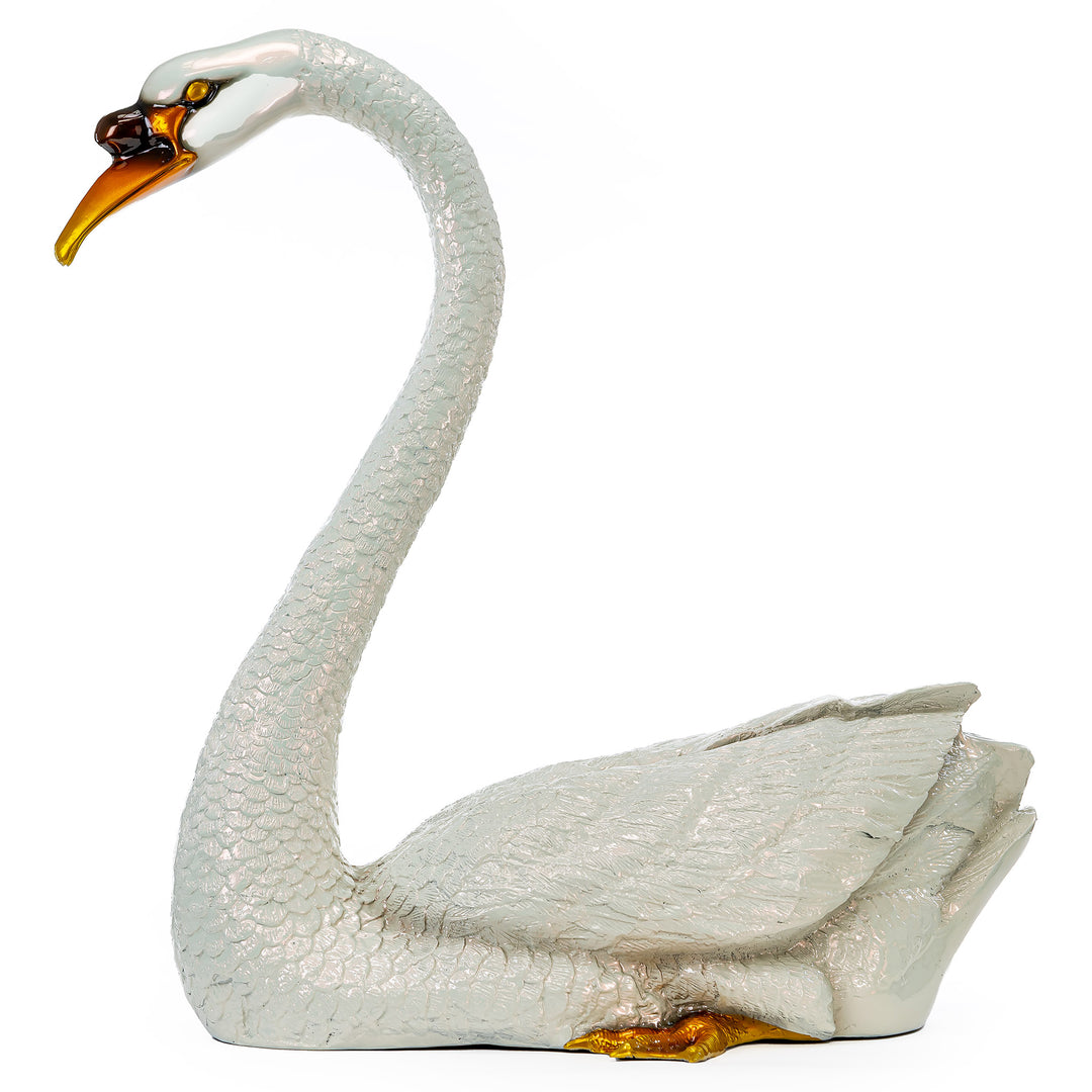 Elegant swan statue with high-end automotive paint finish
