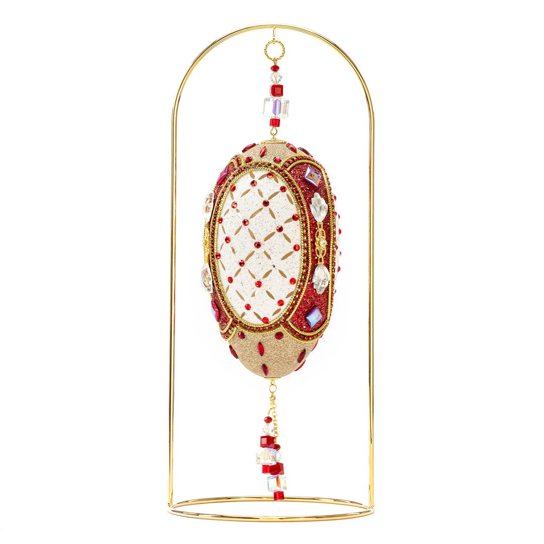 The Egg Fantasy Goose Heirloom Hanging Ornament part of the  exquisite Egg Fantasy collection is handcrafted in the USA from natural ostrich, emu, goose, duck, and quail eggs. Image #3