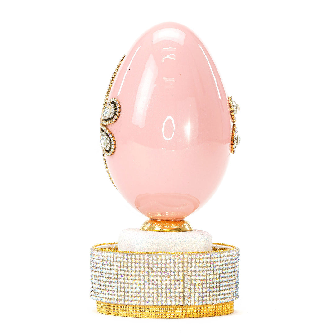 The Egg Fantasy Goose Egg on Crystal Stand II part of the  exquisite Egg Fantasy collection is handcrafted in the USA from natural ostrich, emu, goose, duck, and quail eggs. Image #3