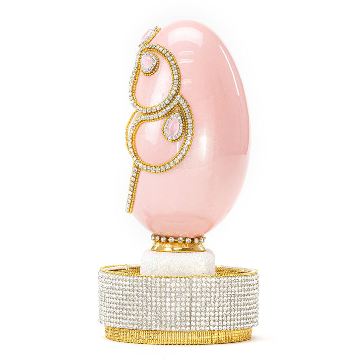 The Egg Fantasy Goose Egg on Crystal Stand IV part of the  exquisite Egg Fantasy collection is handcrafted in the USA from natural ostrich, emu, goose, duck, and quail eggs. Image #2